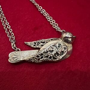 Silver Spoon Bird Pendant Necklace